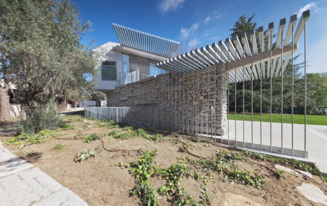 North Face by nodo17 group, Madrid passive solar architecture, recycled granite in house, passive solar architecture in Spain, naturally cooled homes