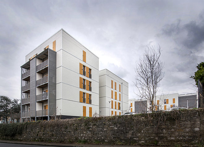 Rive-De-Gier eco-neighborhood, prefab, social housing, France, 5D process, dry construction, 3D modules,Tectoniques Architectes, green development, eco-neighborhood