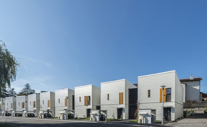 Rive-De-Gier eco-neighborhood, prefab, social housing, France, 5D process, dry construction, 3D modules,Tectoniques Architectes, green development, eco-neighborhood