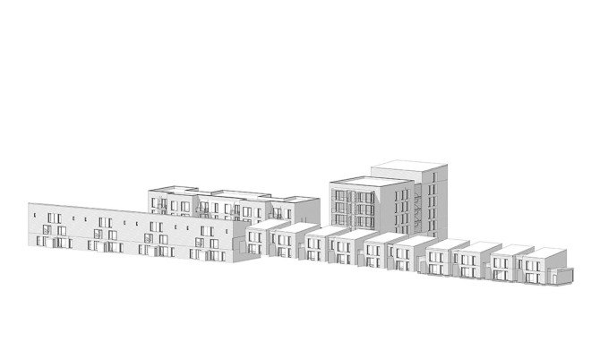 Rive-De-Gier eco-neighborhood, prefab, social housing, France, 5D process, dry construction, 3D modules,Tectoniques Architectes, green development, eco-neighborhood