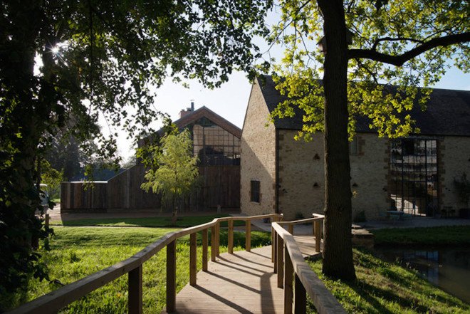 Michaelis Boyd, Soho House, Soho Farmhouse, England, countryside retreat, green retreat, London, private club, green architecture, infinity pool, communal spaces, mezzanine, sauna, kids playground, cabins