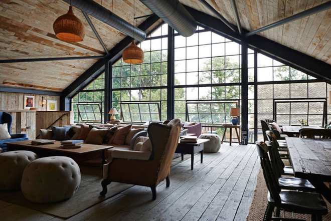 Michaelis Boyd, Soho House, Soho Farmhouse, England, countryside retreat, green retreat, London, private club, green architecture, infinity pool, communal spaces, mezzanine, sauna, kids playground, cabins