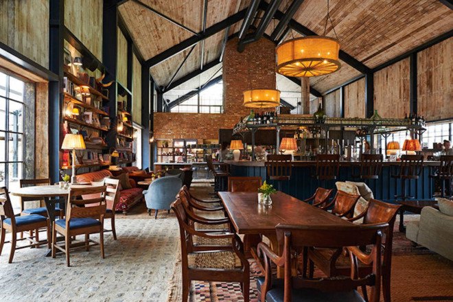 Michaelis Boyd, Soho House, Soho Farmhouse, England, countryside retreat, green retreat, London, private club, green architecture, infinity pool, communal spaces, mezzanine, sauna, kids playground, cabins