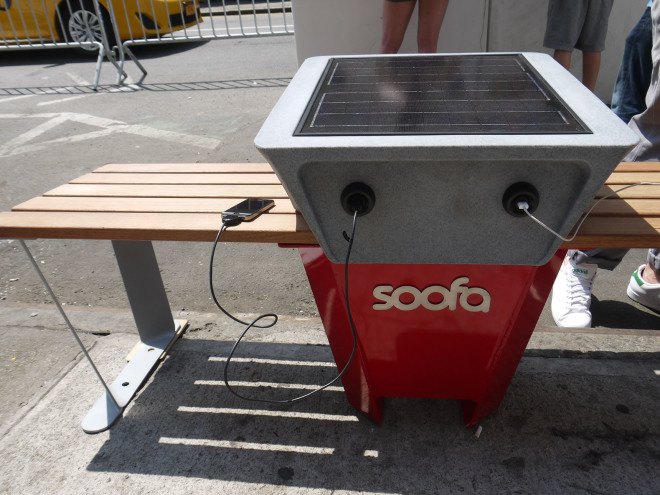 Soofa Solar Benches, soofa, soofa nyc, solar-powered charging bench, green design, green technology, solar technology, alternative energy, solar bench nyc, Ideas City Festival 2015, solar-charging pop-ups, solar energy, renewable energy, green energy, clean energy, free solar charger nyc, free solar power, community solar charging station