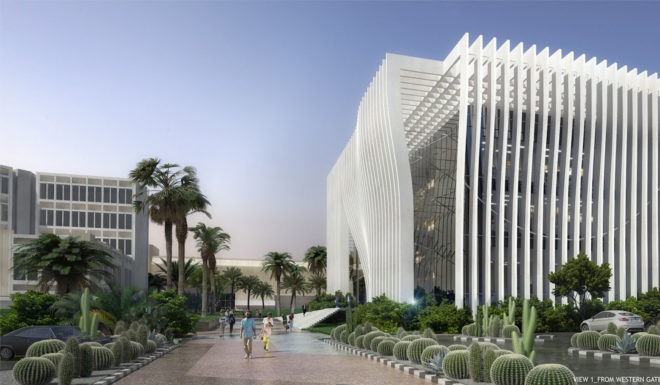 Atelier d’Architecture Michel Remon, research center, exoskeleton, Nanoscience and Nanotechnology Center, Tel Aviv, solar-powered building, solar power, natural ventilation, aluminium facade, natural cooling, solar panels, green architecture
