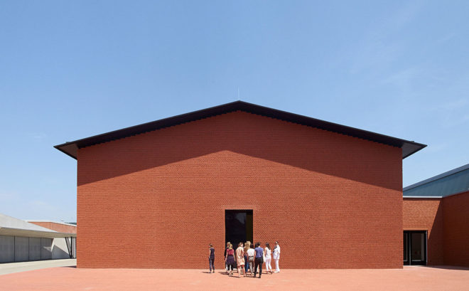 Herzog & de Meuron, Vitra Campus, Vitra Schaudepot, furniture design, design museum, furniture exhibition, 3d printed objects, temporary exhibition, green architecture, pitched roof, exhibition space