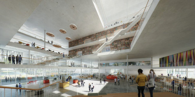 Schmidt Hammer Lassen Architects, student center, library, green university campus, China, bamboo, vernacular architecture, green architecture, frit pattern, glass facade