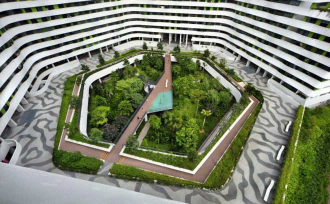 punggol waterway terraces, group8asia, passive climate control, cross ventilation, natural ventilation, sustainable housing, sustainable building, sustainable architecture, green roofs, solar panels, singapore, open air design