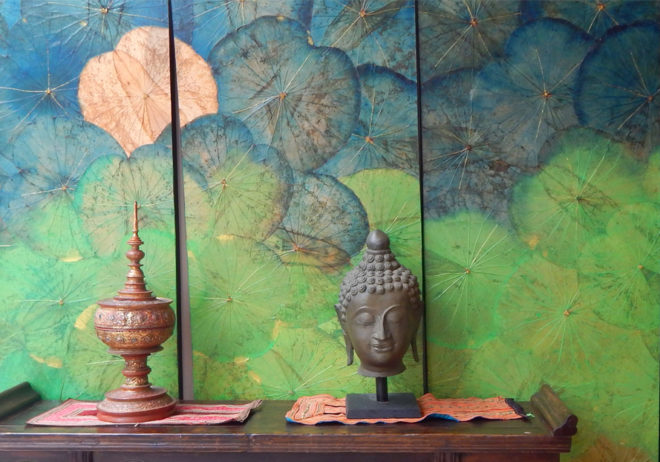 lotus, lotus leaf, lotus leaf painting, art, sustainable art, thai art, himapan, himapan us, himapan lotus leaf painting, painting classes, art classes, Asian art, green materials, green art materials