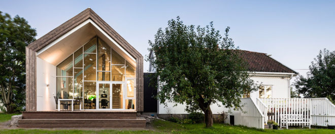 Øvre Tomtegate 7, farmhouse, green extension, Norway, Link Arkitektur, renovated farmstead, gable-roofed, Kebony, sustainable wood, natural light, green renovation, green architecture