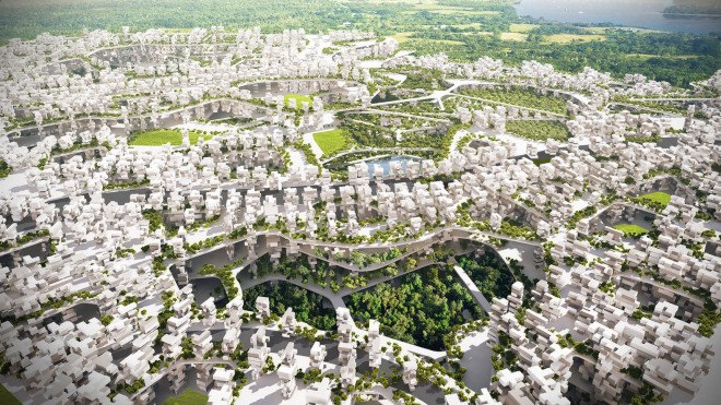 Liberland, algae-powered city, algae-powered micro-nation, RAW-NYC, world's newest micro nation, Liberland design competition, sovereign Liberland nation, green pedestrian-friendly city, inverted archaeology