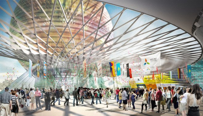 World Expo 2017, Expo City 2017, Adrian Smith + Gordon Gill Architecture, renewable energy, smart grid, green architecture, Kazakhstan Pavilion Expo 2017, solar power, wind power, water recycling, waste management system, clean energy