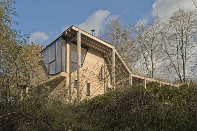 Caretaker’s House by Invisible Studio, Caretaker’s House at Hooke Park, green timber house, locally felled and sourced timber house,