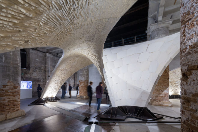 armadillo vault, eth zurich, block research group, ochsendorf dejong & block, escobedo group, wan baan, david escobedo, anna maragkoudaki, limestone, compression, free-standing structure, stone structure, venice biennale, engineering, architecture