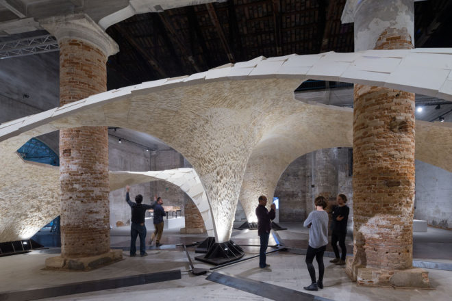 armadillo vault, eth zurich, block research group, ochsendorf dejong & block, escobedo group, wan baan, david escobedo, anna maragkoudaki, limestone, compression, free-standing structure, stone structure, venice biennale, engineering, architecture