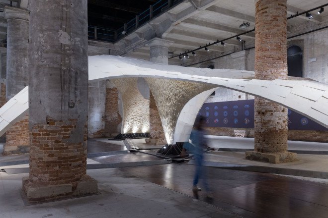 armadillo vault, eth zurich, block research group, ochsendorf dejong & block, escobedo group, wan baan, david escobedo, anna maragkoudaki, limestone, compression, free-standing structure, stone structure, venice biennale, engineering, architecture
