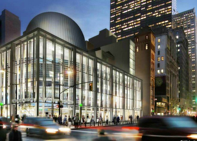 Fulton Center, leed green, sustainable building, green design, energy efficiency, leed buildings nyc, LEED Silver certification, LEED fulton center, Corbin Building, Financial District, Fulton Street Transit Center, grimshaw architects, lower manhattan, MTA, oculus, PATH Train, Subway station, arup, cable net structure, Fulton Center, Fulton Station NYC dome, glass dome Fulton Center, green architecture, green technology, grimshaw architects, skylights, sustainable architecture, fulton center opening