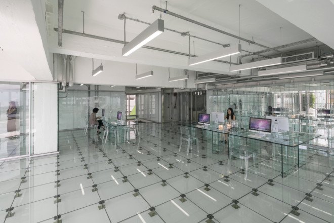factory transformed into offices, Hong Kong glass office, full glass office building, Glass Office by MVRDV, 133 Wai Yip Street