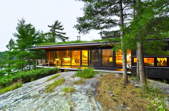 Go Home Bay Cabin by Ian MacDonald Architect, green-roofed cabin, cabins in southern Ontario, eco-friendly cabin, cabin retreat in Ontario