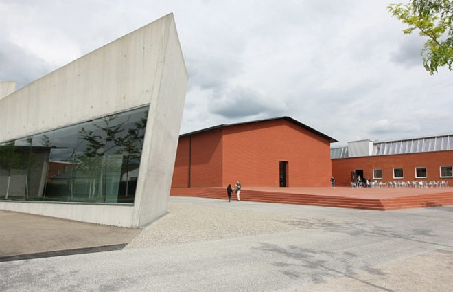 Herzog & de Meuron, Vitra Campus, Vitra Schaudepot, furniture design, design museum, furniture exhibition, 3d printed objects, temporary exhibition, green architecture, pitched roof, exhibition space