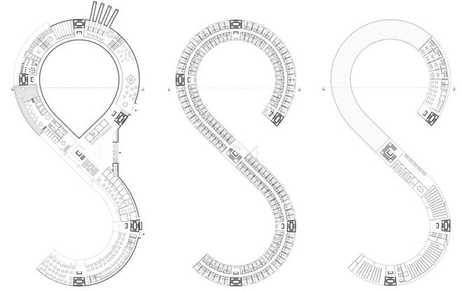 Beskid Mountain, Serpent-shaped hotel, low ecological footprint, coiling serpent hotel, Beskid Mountain Hotel, Beskidy Hotel, dd Architekci, Polish green design, timber hotel shaped like a serpent