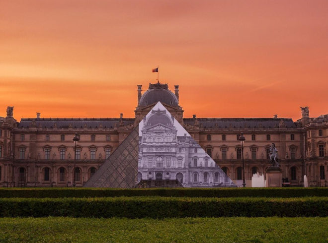 france, musee de louvre, louvre museum, jr, art installations, photography, street art, street artist jr, louvre pyramid