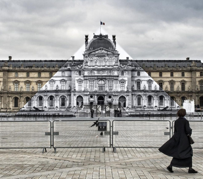 france, musee de louvre, louvre museum, jr, art installations, photography, street art, street artist jr, louvre pyramid
