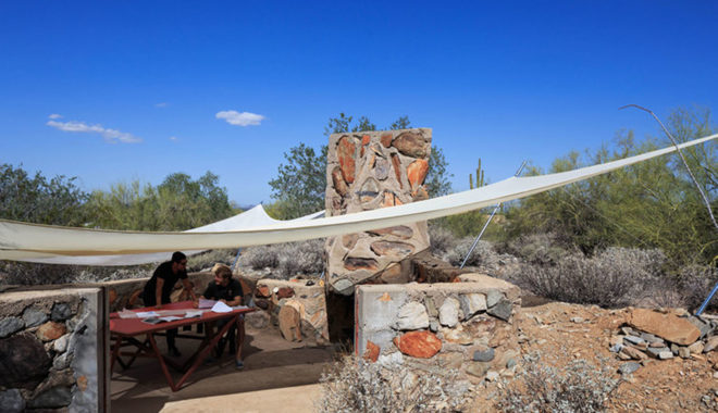 Taliesin – Frank Lloyd Wright School of Architecture, Little Shelters, Taliesin West, Frank Lloyd Wright school, temporary shelter, temporary shelter, green architecture, Taliesin West, local materials