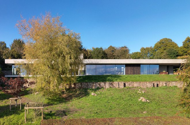 Outhouse, green roof, England, artist's studio, light wells, Loyn & Co Architects , green architecture, concrete pavilion