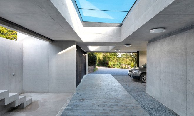 Outhouse, green roof, England, artist's studio, light wells, Loyn & Co Architects , green architecture, concrete pavilion