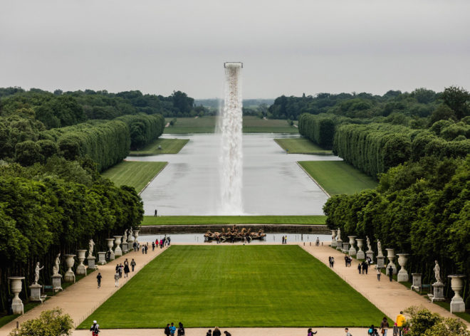 Waterfall Installation by Olafur Eliasson, Palace of Versailles Exhibition by Olafur Eliasson, Olafur Eliasson temporary art, waterfall by Olafur Eliasson, Fog Assembly by Olafur Eliasson, art installations at Palace of Versailles