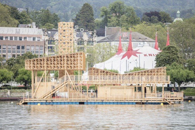 Pavilion of Reflections at Manifesta, Pavilion of Reflections by ETH Zurich, Pavilion of Reflections by Studio Tom Emerson, Lake Zurich installation, temporary pavilion in Lake Zurich