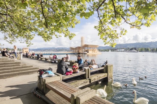 Pavilion of Reflections at Manifesta, Pavilion of Reflections by ETH Zurich, Pavilion of Reflections by Studio Tom Emerson, Lake Zurich installation, temporary pavilion in Lake Zurich
