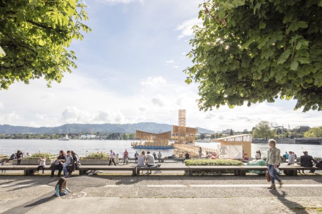 Pavilion of Reflections at Manifesta, Pavilion of Reflections by ETH Zurich, Pavilion of Reflections by Studio Tom Emerson, Lake Zurich installation, temporary pavilion in Lake Zurich