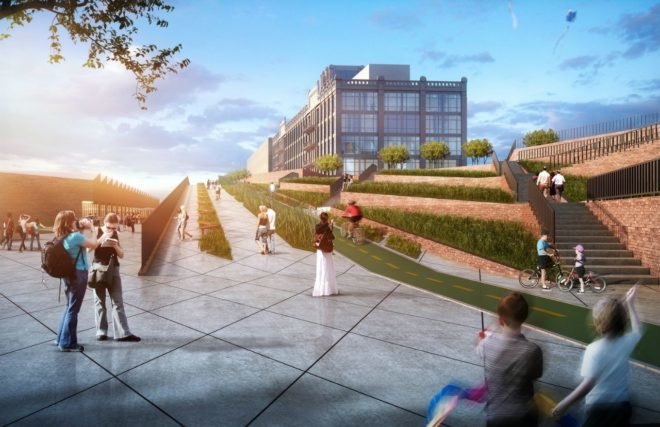 Raft Architects Red Hook Office, Red Hook waterfront, nyc norman foster buildings, architecture nyc, architecure foster and partners, Thor Equities, Revere Sugar Refinery, factory renovation, office space red hook, foster buildings red hook