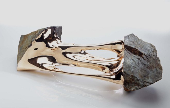 Romain Langlois sculptures, Romain Langlois bronze sculptures, bronze and boulders,