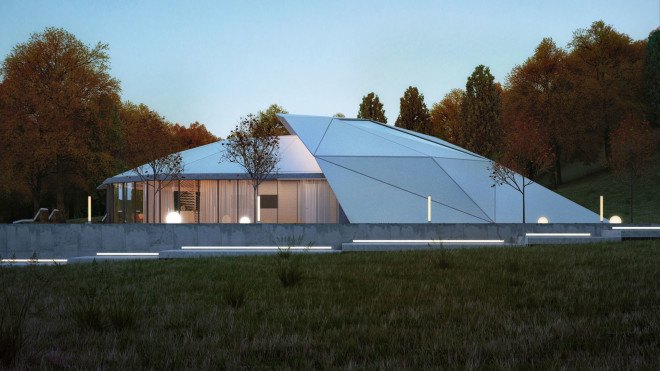 Shell House, Kazakhstan, Damir Ussenov, Lenz Architects, aluminium, green architecture, floor to ceiling windows, swimming pool, natural light