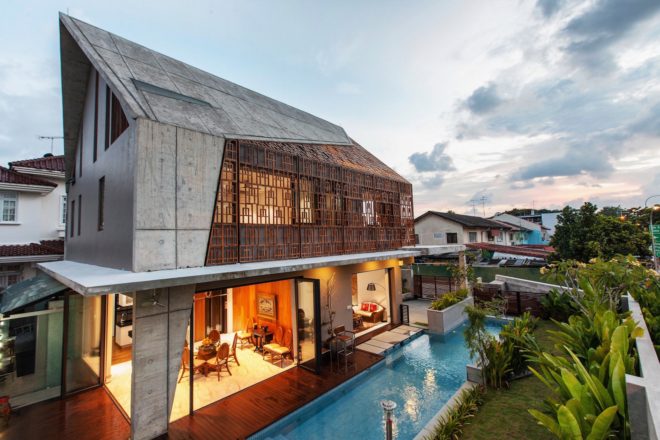 Siglap Plain by Aamer Architects, Singapore contemporary architecture, concrete and wood architecture in Singapore, naturally ventilated homes in Singapore