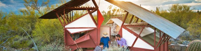 Taliesin – Frank Lloyd Wright School of Architecture, Little Shelters, Taliesin West, Frank Lloyd Wright school, temporary shelter, temporary shelter, green architecture, Taliesin West, local materials