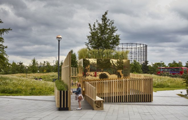 pH+ Architects, Milkshake Tree, temporary installation, London, pop-up space, green installation, London Center for Children with Cerebral Palsy (LCCCP), green design, rooftop garden, treehouse, timber