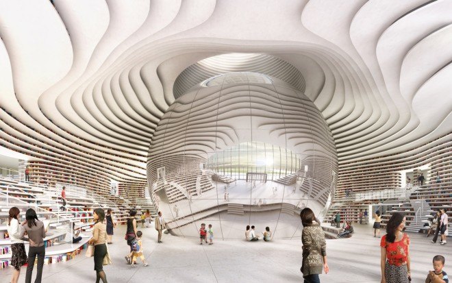 Tianjin Binhai Library, Tianjin Binhai Library by MVRDV, MVRDV library ,Tianjin projects MVRDV, Binhai Cultural Center