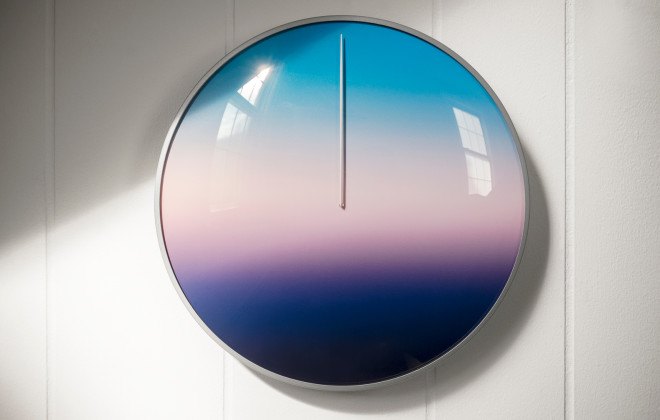 today clock, clock, scott thrift, present clock, mindfulness, kickstarter, present, time, clock art, wall art, clock design
