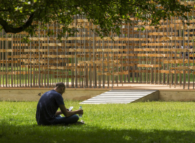 triumph pavilion, museum gardens, london, london festival of architecture, bamboo, design competition, temporary exhibitions, english design, european design