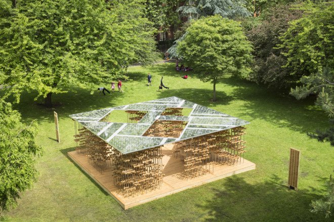 triumph pavilion, museum gardens, london, london festival of architecture, bamboo, design competition, temporary exhibitions, english design, european design