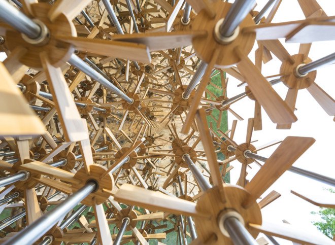 triumph pavilion, museum gardens, london, london festival of architecture, bamboo, design competition, temporary exhibitions, english design, european design
