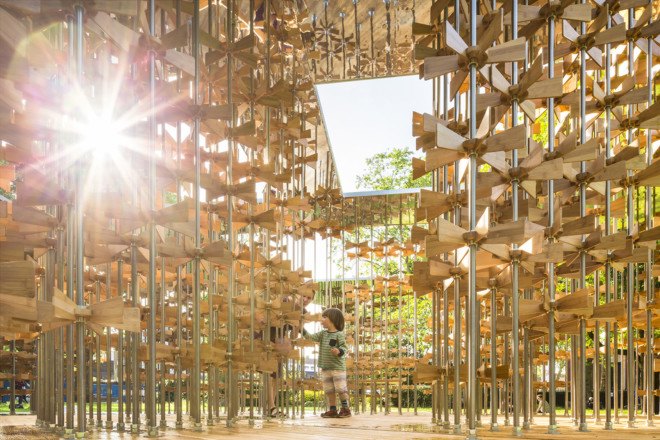 triumph pavilion, museum gardens, london, london festival of architecture, bamboo, design competition, temporary exhibitions, english design, european design