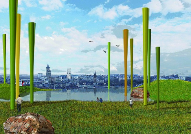 land art generator initiative, lagi, lagi glasgow, scotland, glasgow, scotland renewable energy, scotland canals, scotland clean energy, bladeless wind turbine, wind turbine, vortex wind turbine, hydropower, piezoelectric,