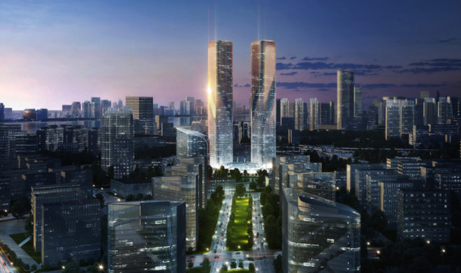Zhejiang Gate Towers, Zhejiang Gate Towers by LAVA, Hangzhou architecture, Hangzhou high rise, Zhejiang high rise, LEED architecture in China, LEED Gold in China,