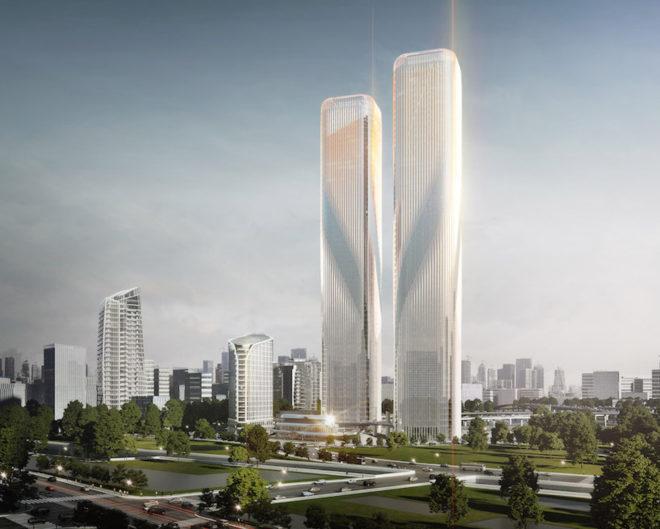 Zhejiang Gate Towers, Zhejiang Gate Towers by LAVA, Hangzhou architecture, Hangzhou high rise, Zhejiang high rise, LEED architecture in China, LEED Gold in China,