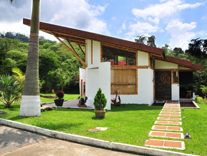 white home made from bamboo